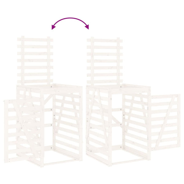 Mülltonnenbox Weiß Kiefer Massivholz 84x90x128,5cm