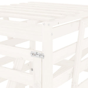 Mülltonnenbox Weiß Kiefer Massivholz 84x90x128,5cm