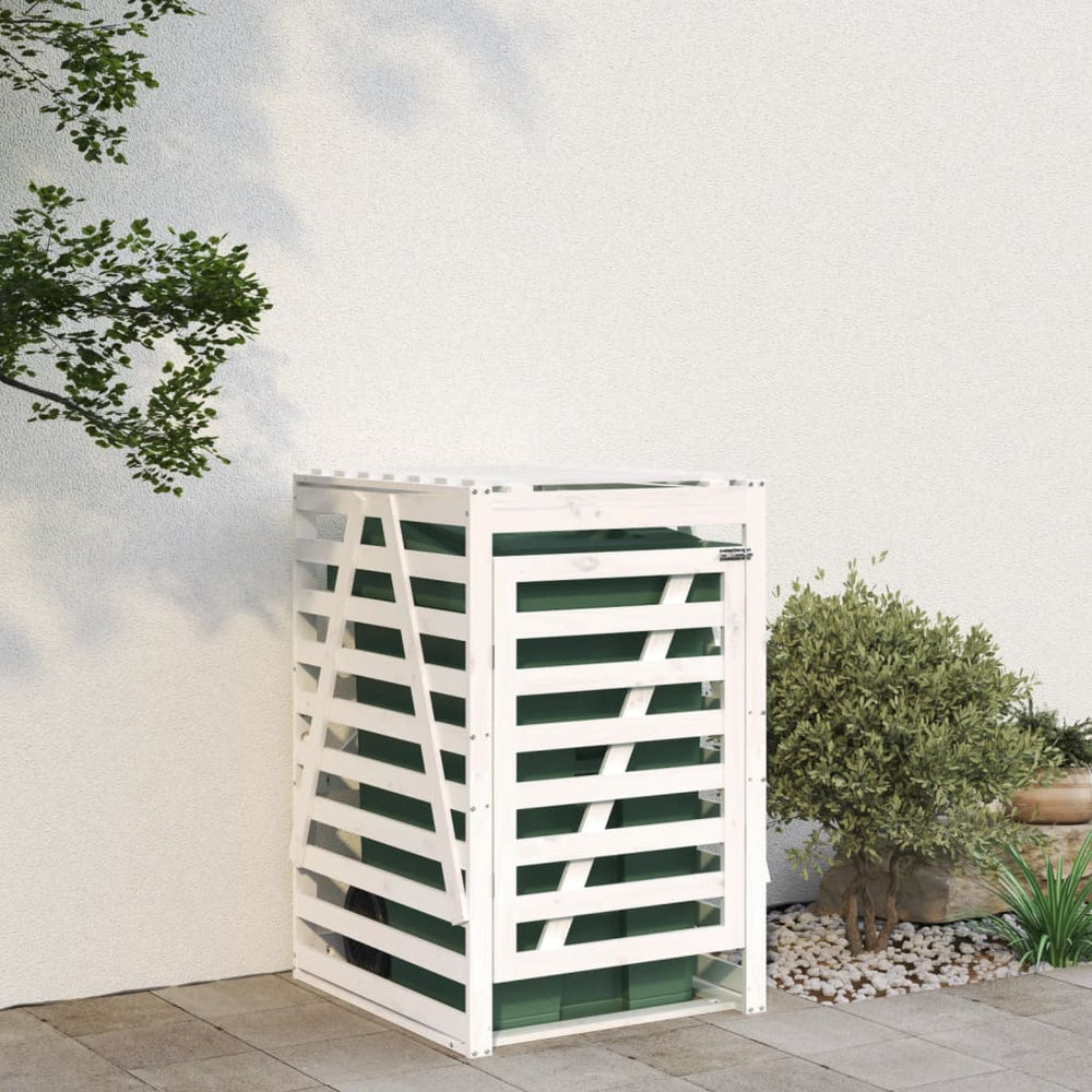 Mülltonnenbox Weiß Kiefer Massivholz 84x90x128,5cm