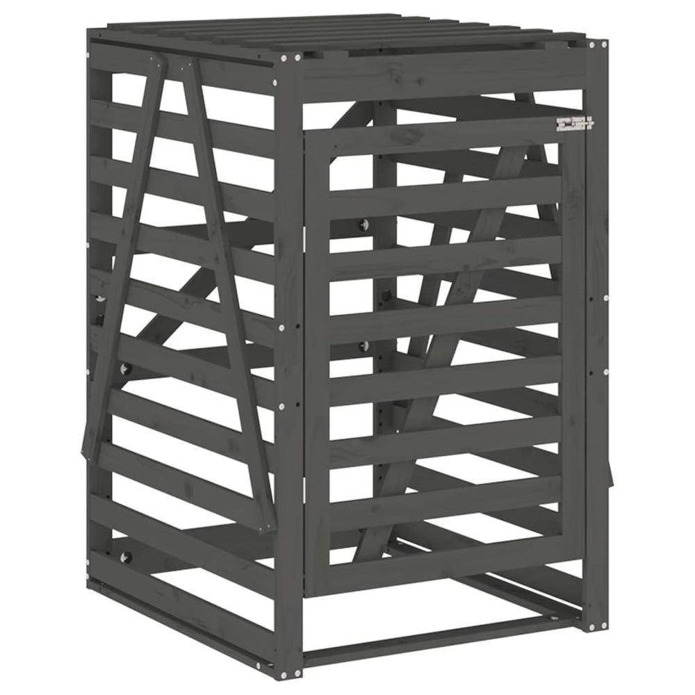 Mülltonnenbox Grau Kiefer Massivholz 84x90x128,5cm