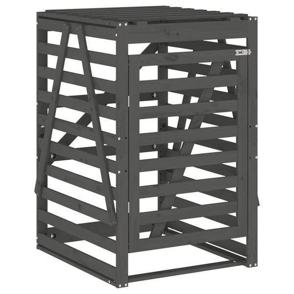 Mülltonnenbox Grau Kiefer Massivholz 84x90x128,5cm