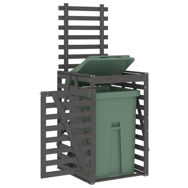 Mülltonnenbox Grau Kiefer Massivholz 84x90x128,5cm