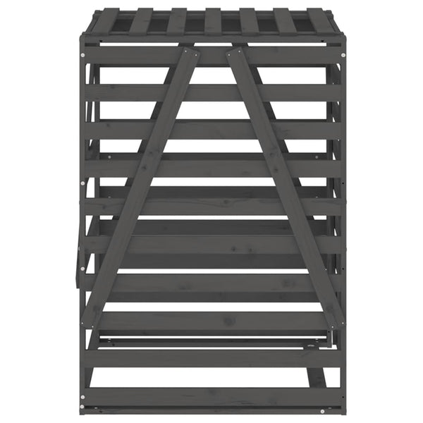 Mülltonnenbox Grau Kiefer Massivholz 84x90x128,5cm