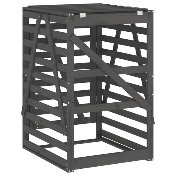Mülltonnenbox Grau Kiefer Massivholz 84x90x128,5cm
