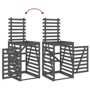 Mülltonnenbox Grau Kiefer Massivholz 84x90x128,5cm