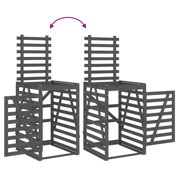 Mülltonnenbox Grau Kiefer Massivholz 84x90x128,5cm