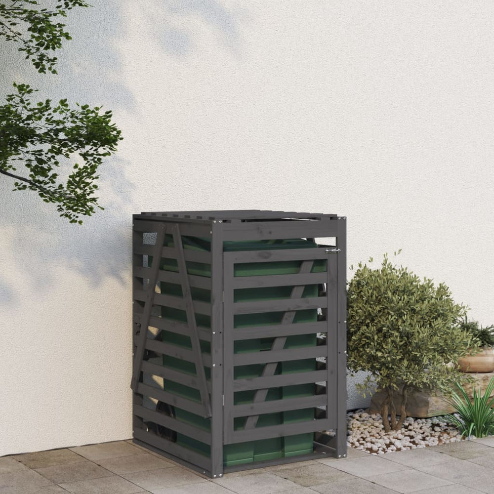 Mülltonnenbox Grau Kiefer Massivholz 84x90x128,5cm