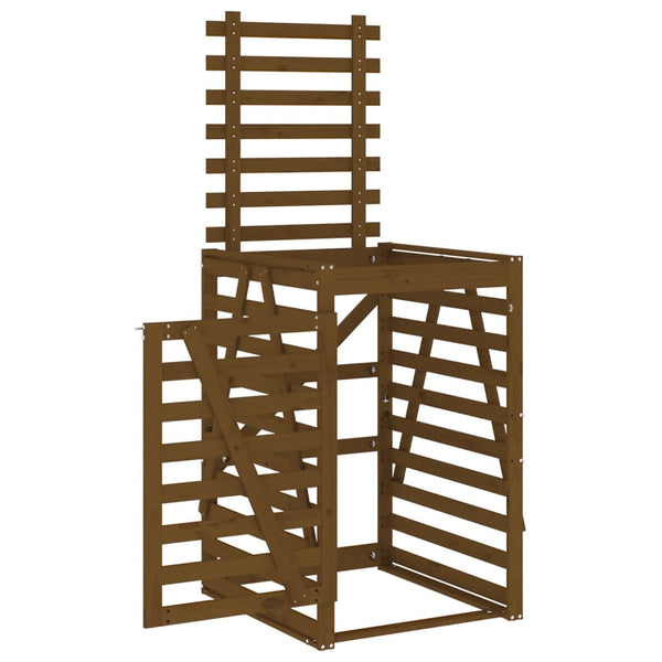 Mülltonnenbox Honigbraun Kiefer Massivholz