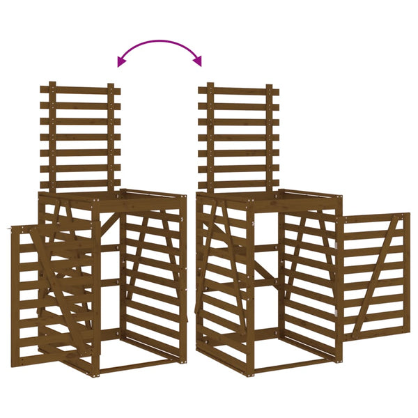 Mülltonnenbox Honigbraun Kiefer Massivholz