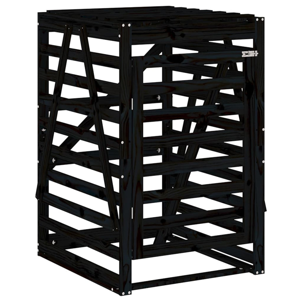 Schwarze Mülltonnenbox aus Kiefernholz