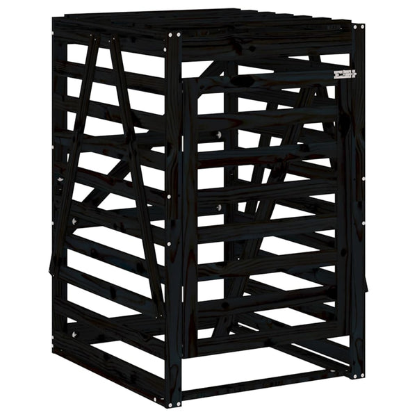 Schwarze Mülltonnenbox aus Kiefernholz