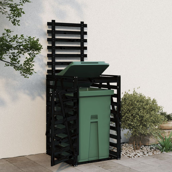 Schwarze Mülltonnenbox aus Kiefernholz