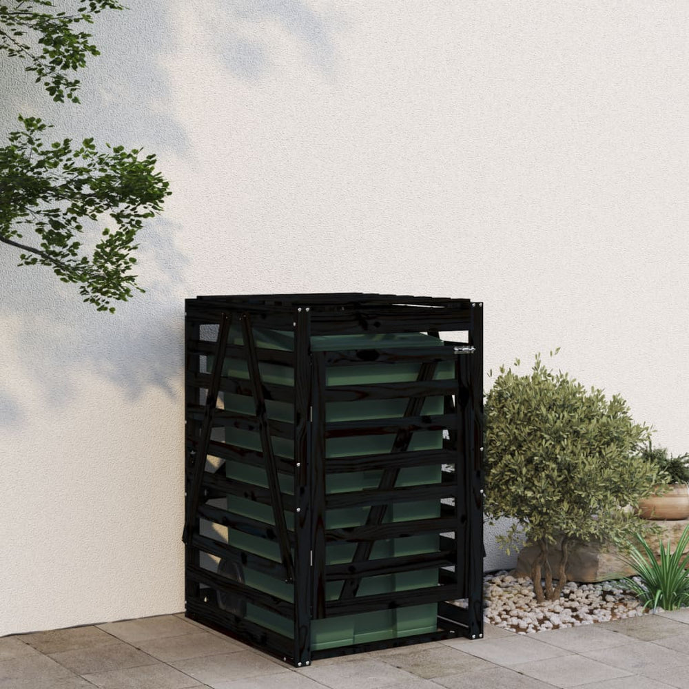 Schwarze Mülltonnenbox aus Kiefernholz