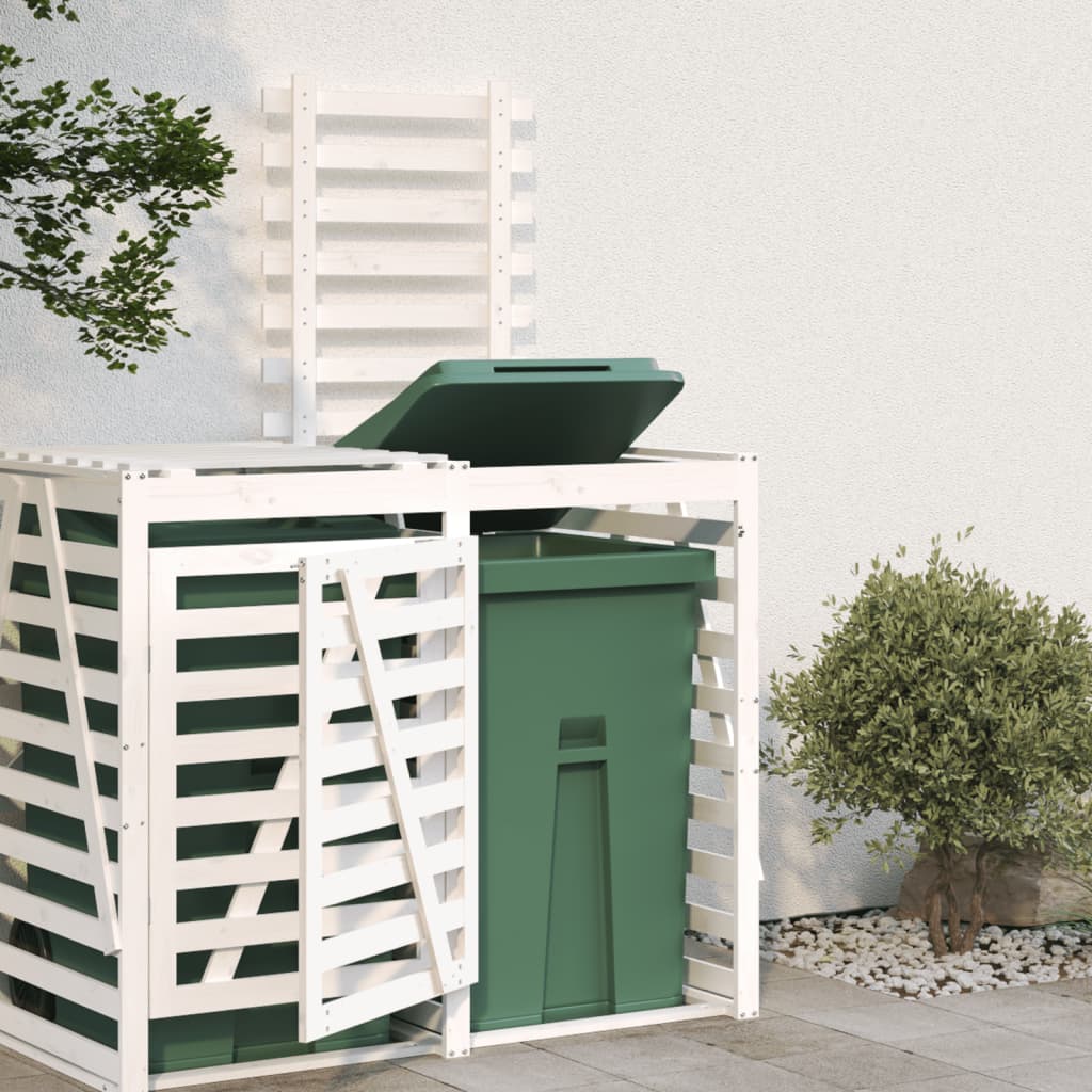 Mülltonnenbox Erweiterung Weiß Kiefer Massivholz