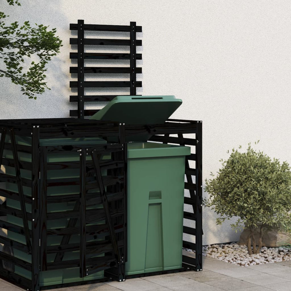 vidaXL Extension pour abri poubelles bois de pin massif Noir