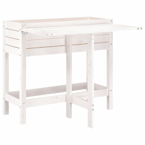 Pflanzkasten mit Klapptisch, Kiefer Weiß