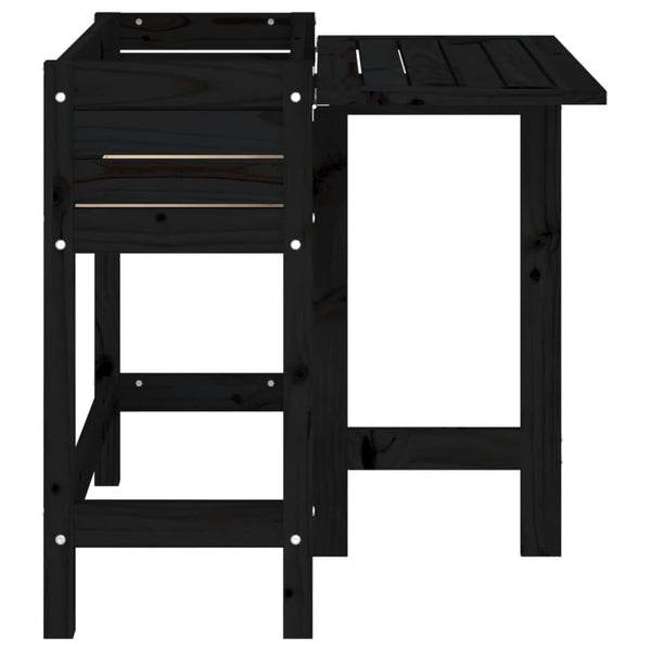 Pflanzkasten mit Klapptisch Schwarz Massivholz