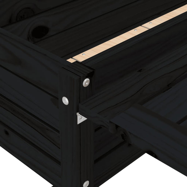 Pflanzkasten mit Klapptisch Schwarz Massivholz