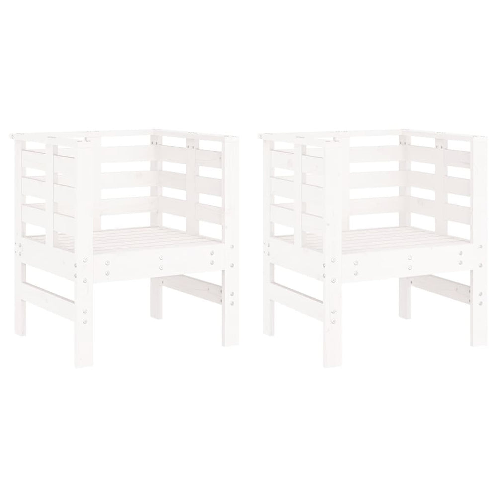 Gartenstühle 2er Set Kiefer Massivholz Weiß