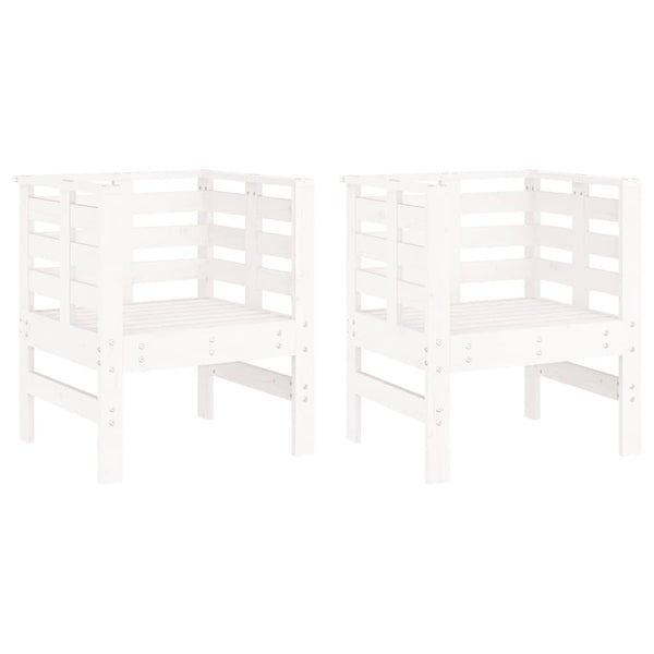 Gartenstühle 2er Set Kiefer Massivholz Weiß