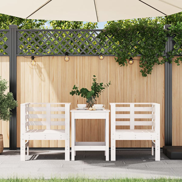 Gartenstühle 2er Set Kiefer Massivholz Weiß