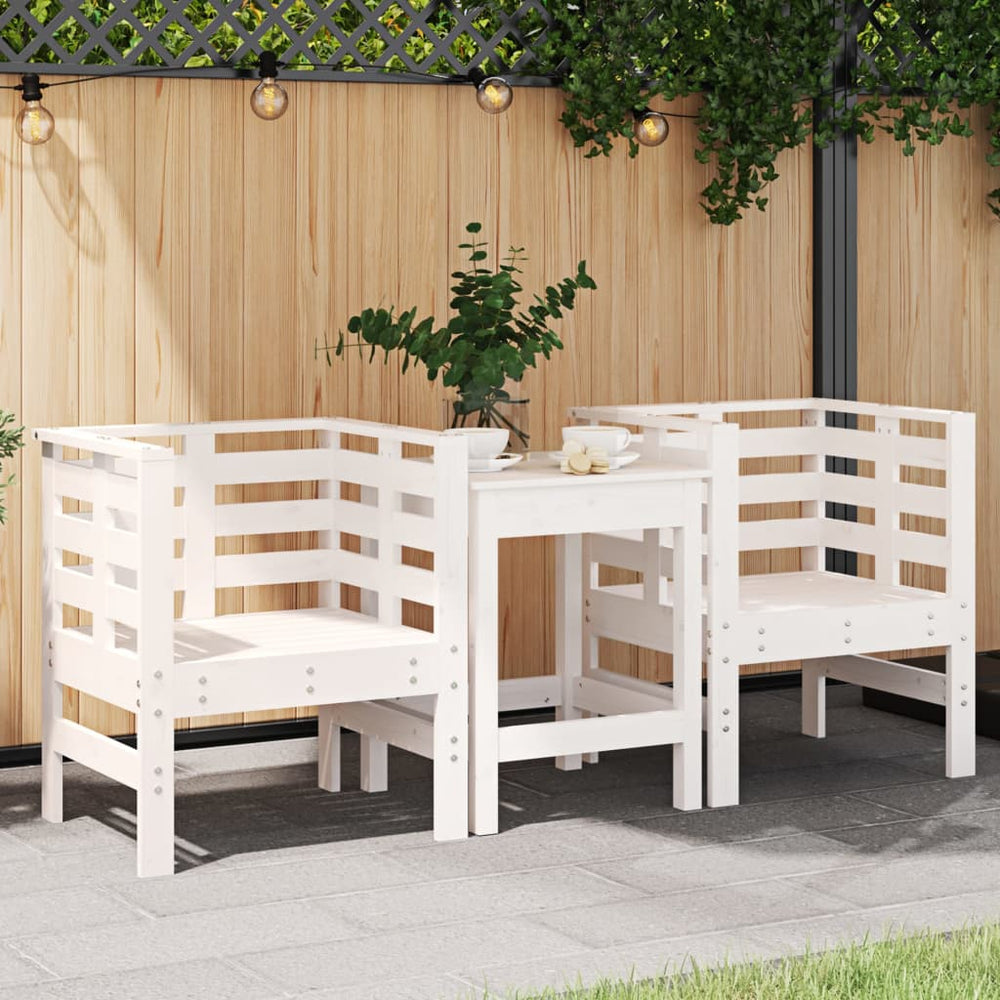 Gartenstühle 2er Set Kiefer Massivholz Weiß