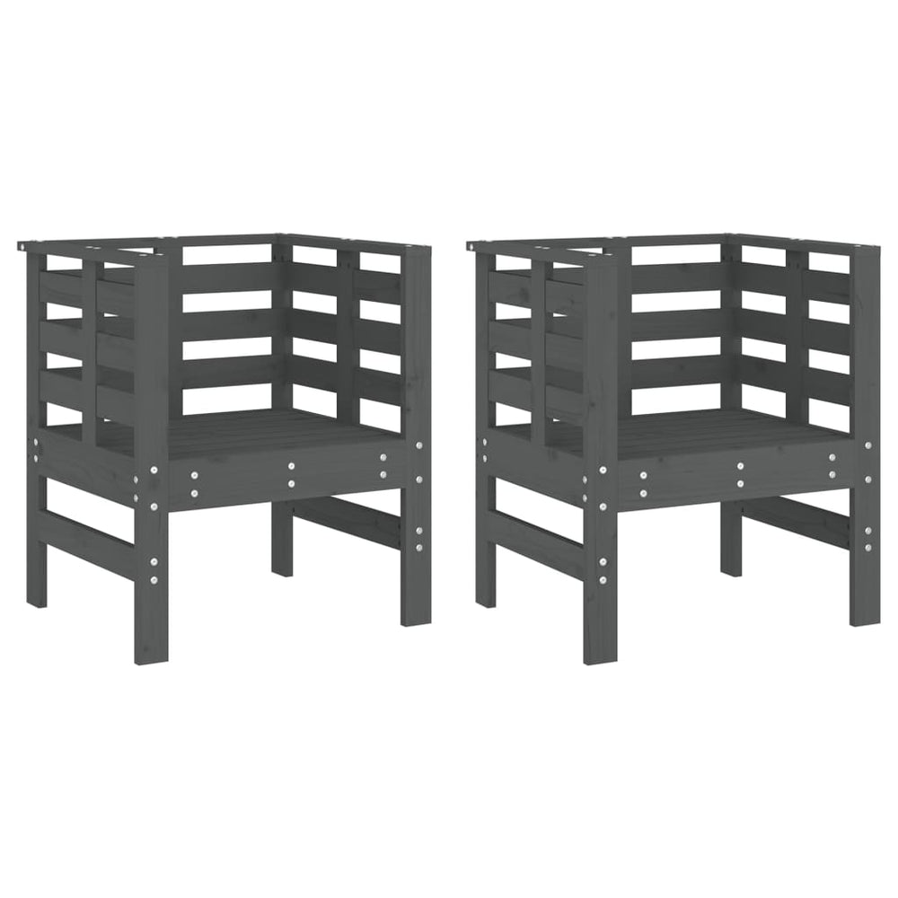 Gartenstühle 2er Set Grau Kiefer Massivholz