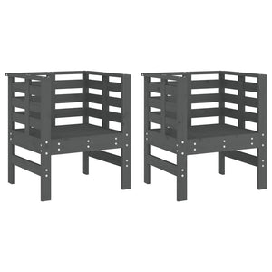 Gartenstühle 2er Set Grau Kiefer Massivholz