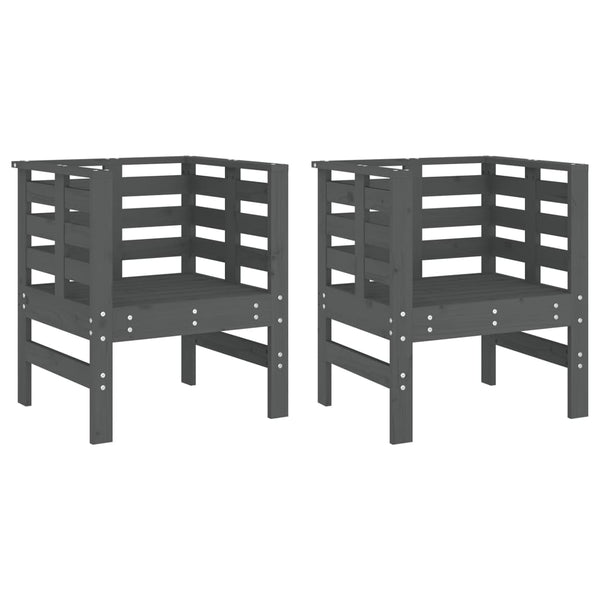 Gartenstühle 2er Set Grau Kiefer Massivholz