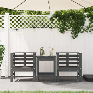 Gartenstühle 2er Set Grau Kiefer Massivholz