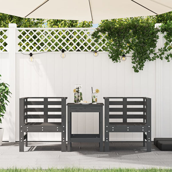 Gartenstühle 2er Set Grau Kiefer Massivholz