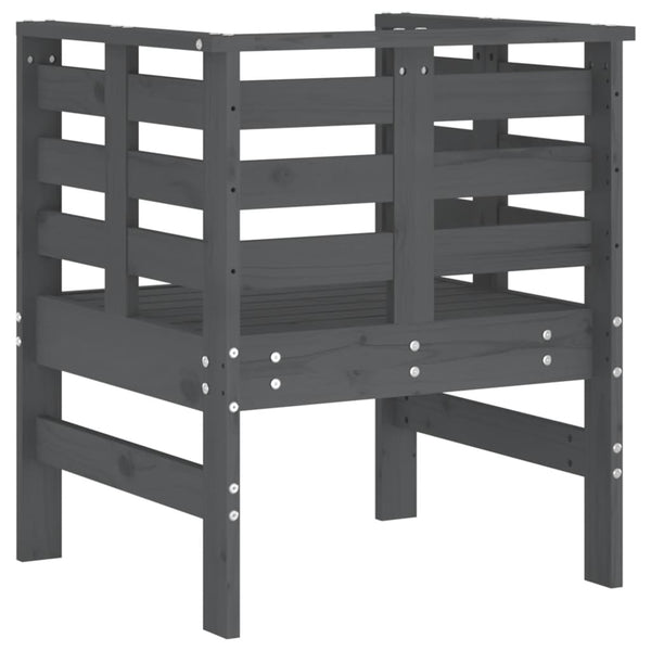 Gartenstühle 2er Set Grau Kiefer Massivholz
