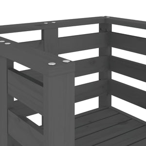 Gartenstühle 2er Set Grau Kiefer Massivholz