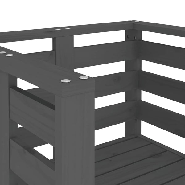 Gartenstühle 2er Set Grau Kiefer Massivholz