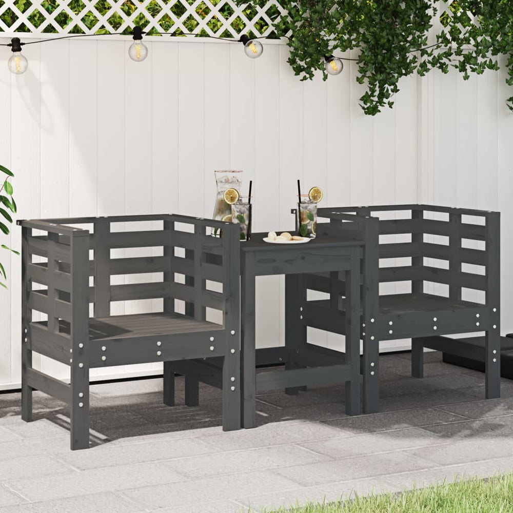 Gartenstühle 2er Set Grau Kiefer Massivholz