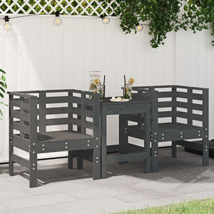 Gartenstühle 2er Set Grau Kiefer Massivholz