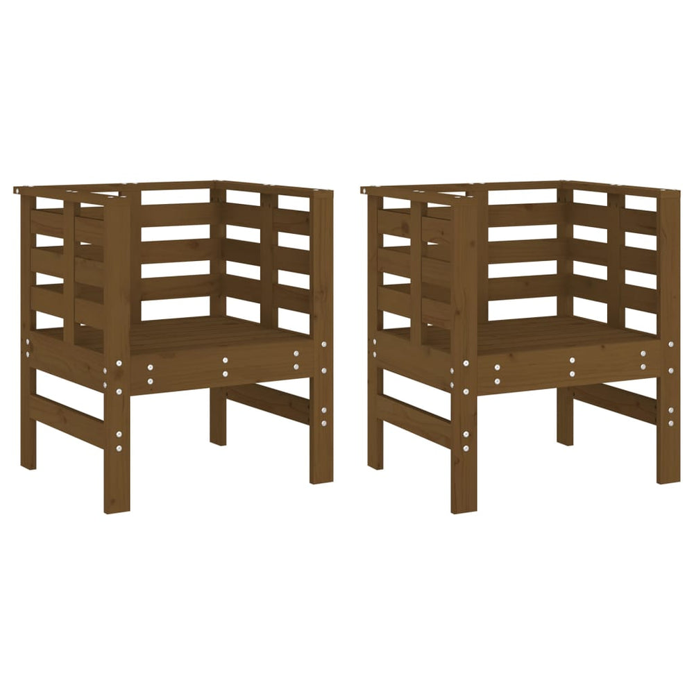Gartenstühle 2er Set Honigbraun Kiefer Massivholz