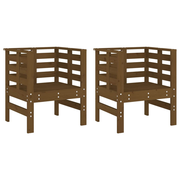 vidaXL Chaises de jardin 2 pcs Marron miel 61,5x53x71 cm Bois de pin massif