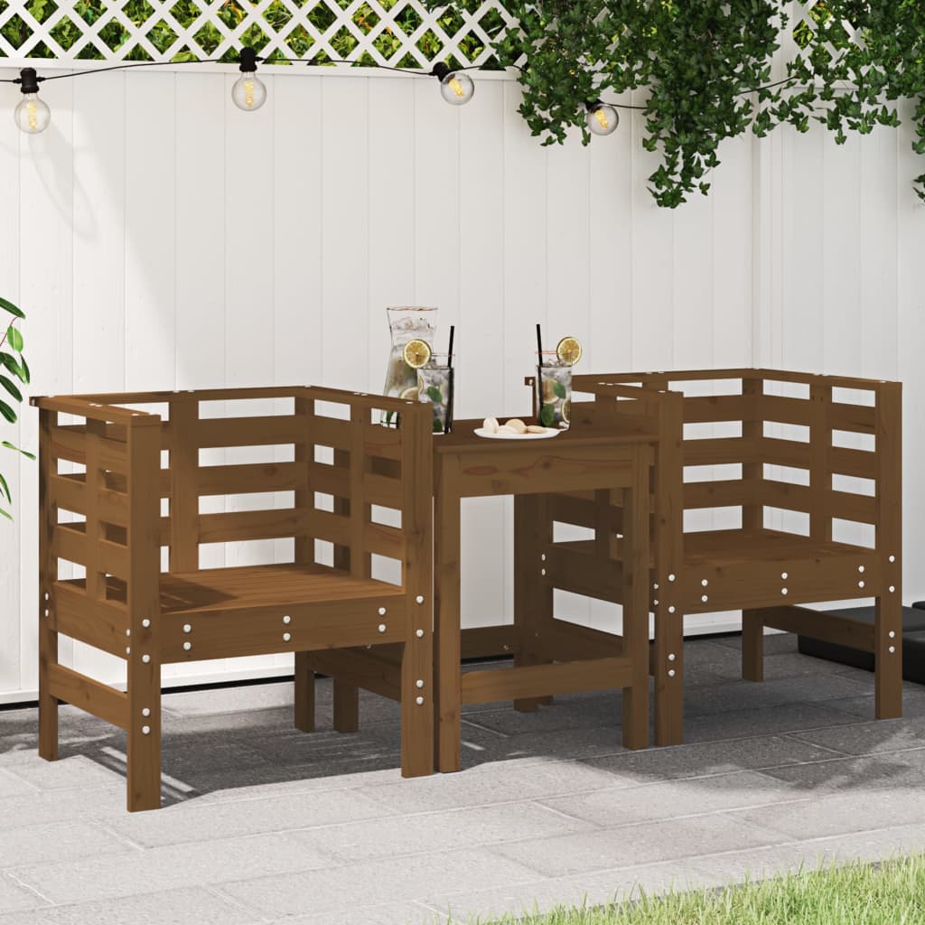 vidaXL Chaises de jardin 2 pcs Marron miel 61,5x53x71 cm Bois de pin massif