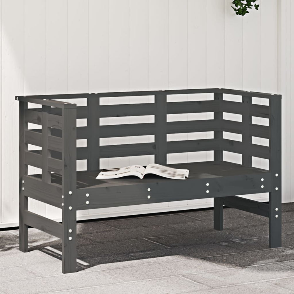 Graue Gartenbank Kiefer Massivholz 111,5 cm