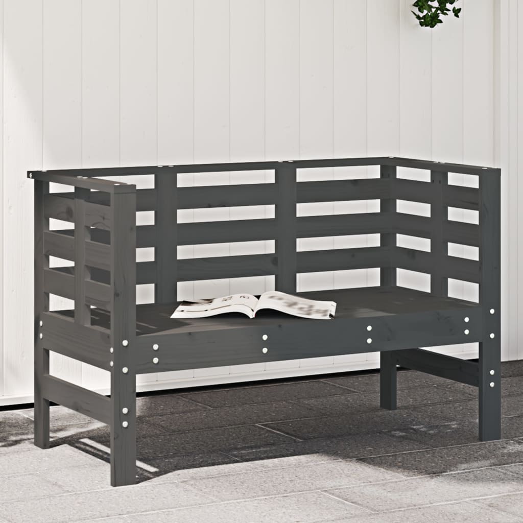 Graue Gartenbank Kiefer Massivholz 111,5 cm