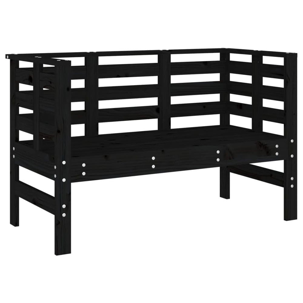 Schwarze Gartenbank Kiefer Massivholz 111,5 cm