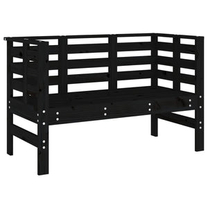 Schwarze Gartenbank Kiefer Massivholz 111,5 cm