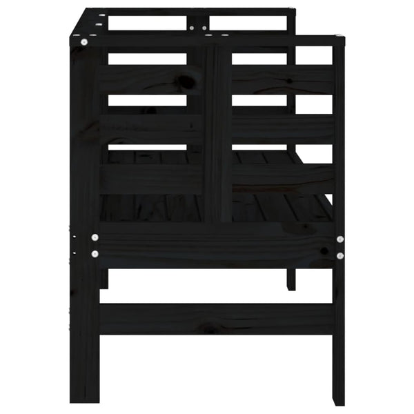 Schwarze Gartenbank Kiefer Massivholz 111,5 cm