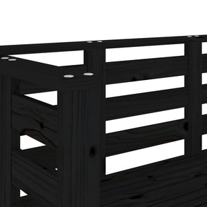 Schwarze Gartenbank Kiefer Massivholz 111,5 cm