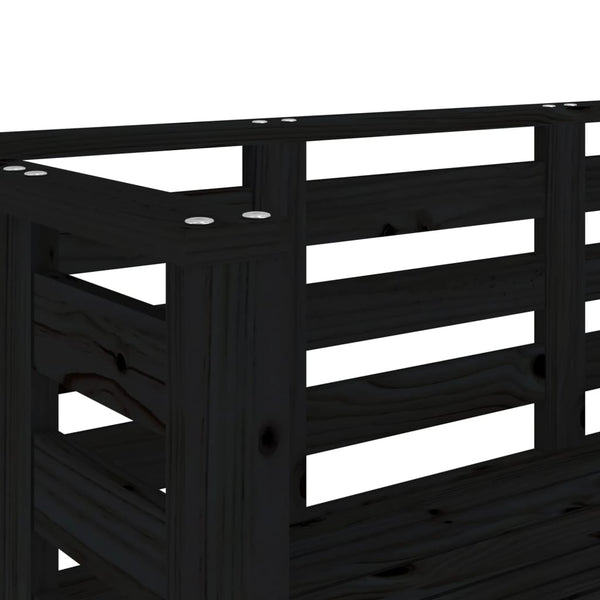 Schwarze Gartenbank Kiefer Massivholz 111,5 cm