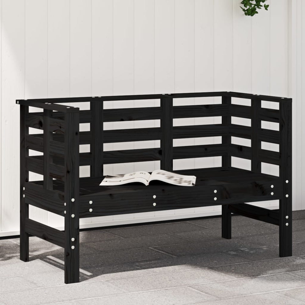 Schwarze Gartenbank Kiefer Massivholz 111,5 cm