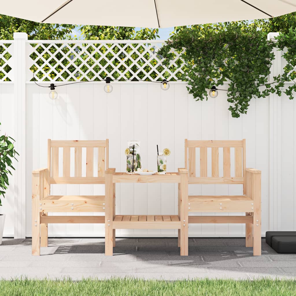 Gartenbank mit Tisch Kiefer Massivholz 2-Sitzer