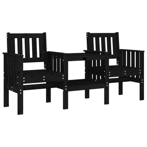 Gartenbank mit Tisch 2-Sitzer Kiefer Schwarz