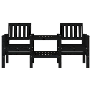 Gartenbank mit Tisch 2-Sitzer Kiefer Schwarz